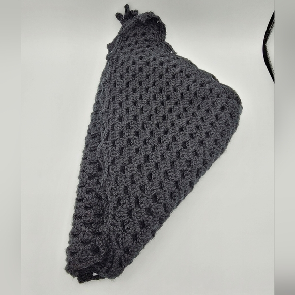 Black Triangle Scarf Handmade Knitted Scarf #1067 - Picture 10 of 11
